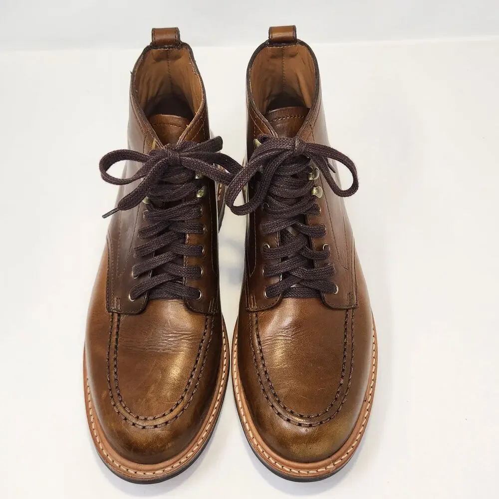 J Crew Kenton Pacer Brown Leather Carpenter Boots Men Size 8.5 Lace Up Ankle